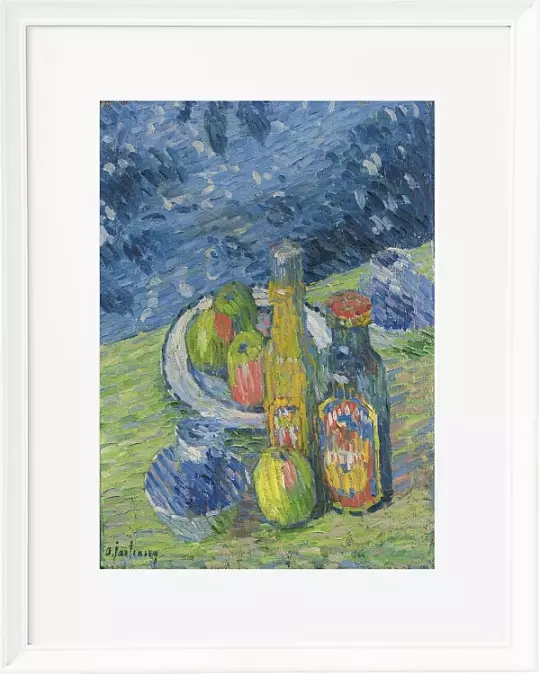 Stillleben mit Flaschen und Früchten – 1900