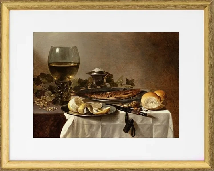 Stillleben mit Hering, Wein und Brot – 1647