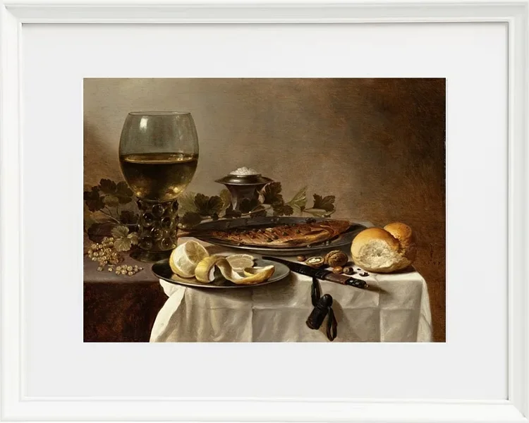 Stillleben mit Hering, Wein und Brot – 1647