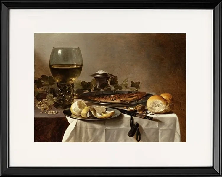 Stillleben mit Hering, Wein und Brot – 1647