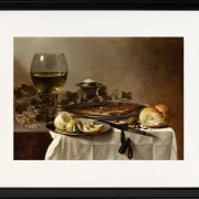 Stillleben mit Hering, Wein und Brot – 1647