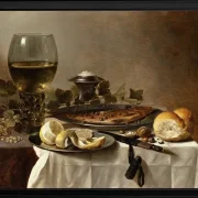 Stillleben mit Hering, Wein und Brot – 1647