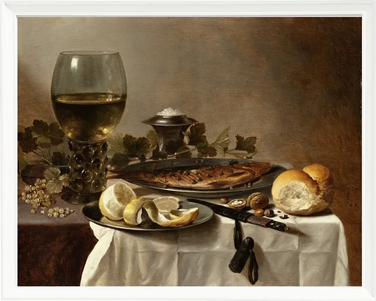 Stillleben mit Hering, Wein und Brot – 1647