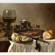 Stillleben mit Hering, Wein und Brot – 1647