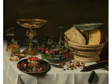 Stillleben mit Hering, Wein und Brot – 1647