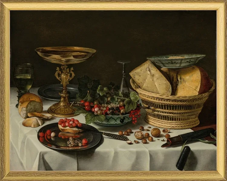 Stillleben mit Hering, Wein und Brot – 1647