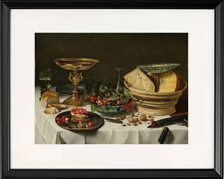 Stillleben mit Hering, Wein und Brot – 1647