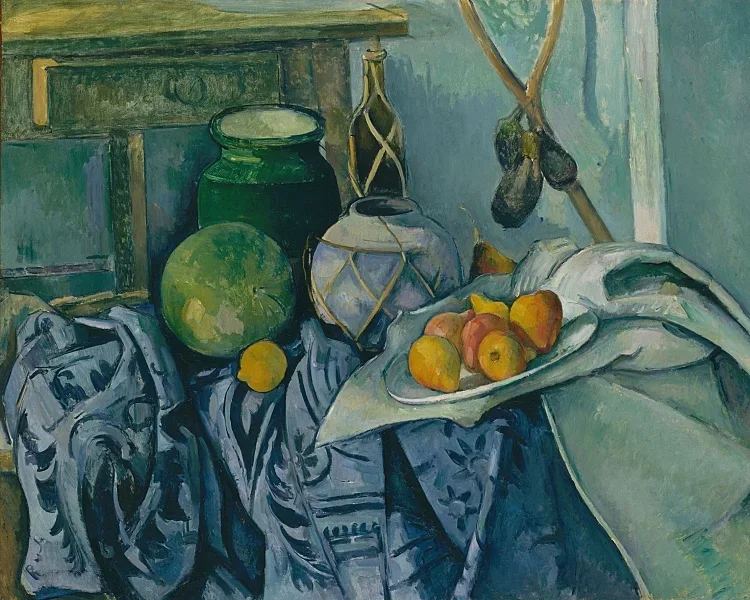 Stilleben med en ingefærkrukke og auberginer - 1893
