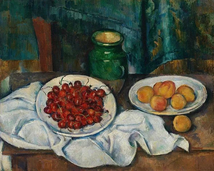 Stilleben med kirsebær og ferskner - 1885