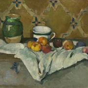 Stilleben med krukke, kop og æbler - 1877