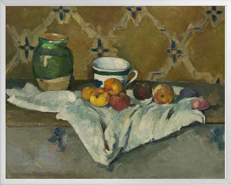 Stilleben med krukke, kop og æbler - 1877
