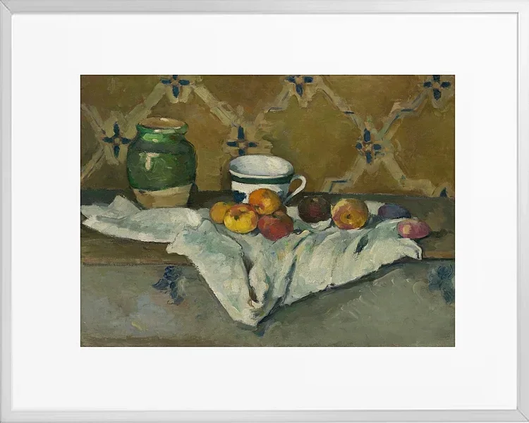 Stilleben med krukke, kop og æbler - 1877