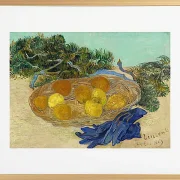 Stilleben af appelsiner og citroner med blå handsker - 1889
