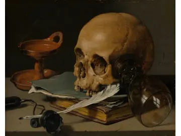 Stillleben mit Totenkopf und Schreibfeder – 1628