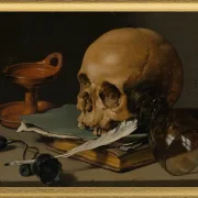 Stillleben mit Totenkopf und Schreibfeder – 1628