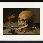 Stillleben mit Totenkopf und Schreibfeder – 1628