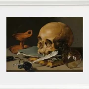 Stillleben mit Totenkopf und Schreibfeder – 1628