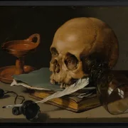 Stillleben mit Totenkopf und Schreibfeder – 1628