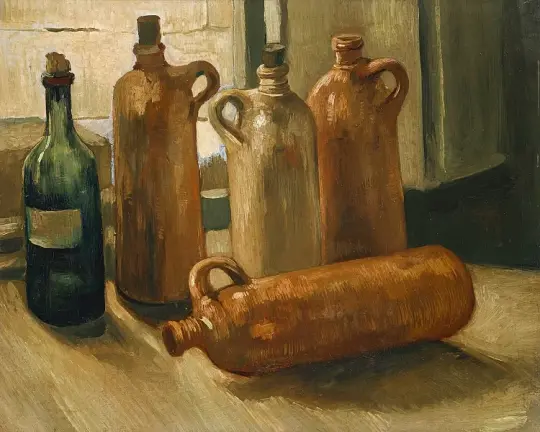 Stilleben med fem flasker - 1884