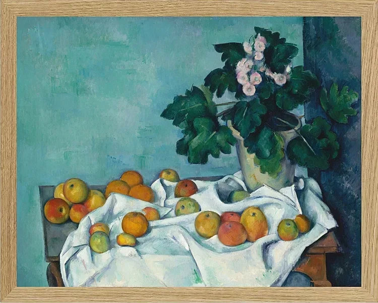 Stilleben med æbler og en gryde med primula - 1890