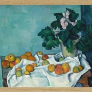Stilleben med æbler og en gryde med primula - 1890