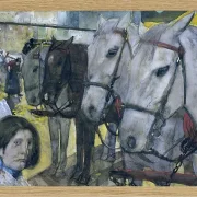 Straßenbahnpferde auf dem Damm in Amsterdam - 1894