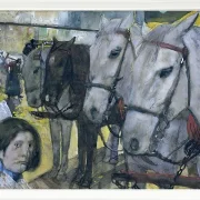 Straßenbahnpferde auf dem Damm in Amsterdam - 1894