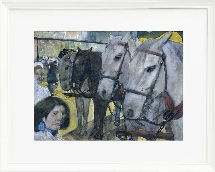 Straßenbahnpferde auf dem Damm in Amsterdam - 1894