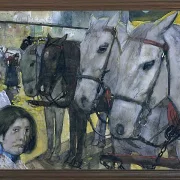 Straßenbahnpferde auf dem Damm in Amsterdam - 1894