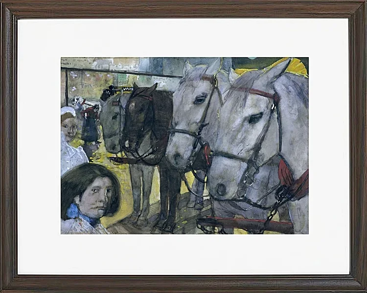 Straßenbahnpferde auf dem Damm in Amsterdam - 1894