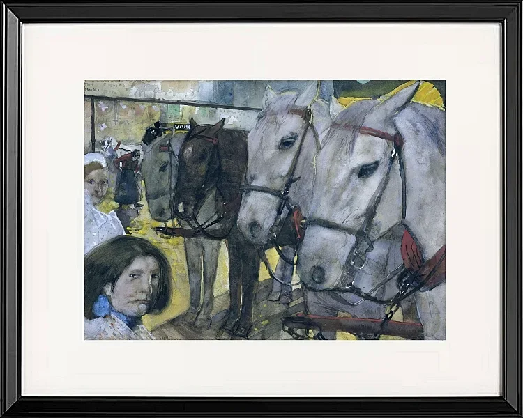 Straßenbahnpferde auf dem Damm in Amsterdam - 1894