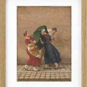 Straßenszene bei windigem und regnerischem Wetter - 1846