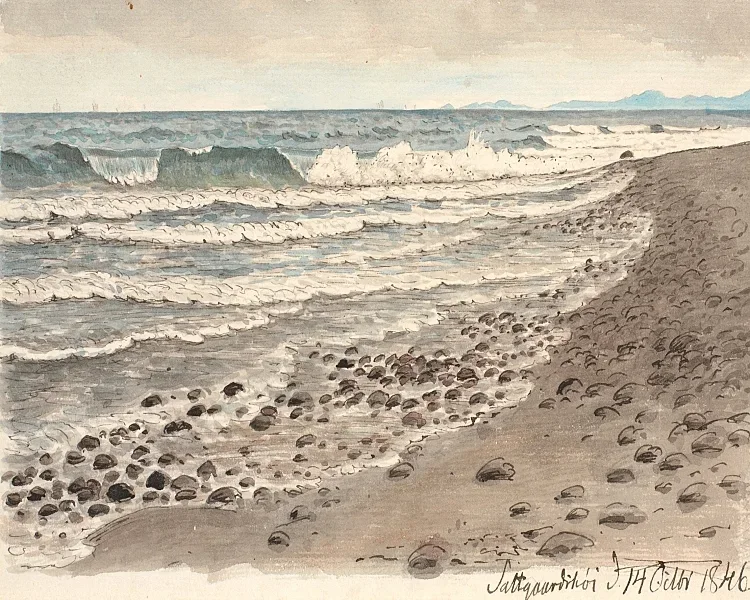 Strand mit Blick über das Kattegat in Richtung Kullen – 1845