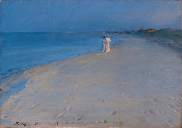 Sommerabend am Südstrand von Skagen. Anna Ancher – 1893