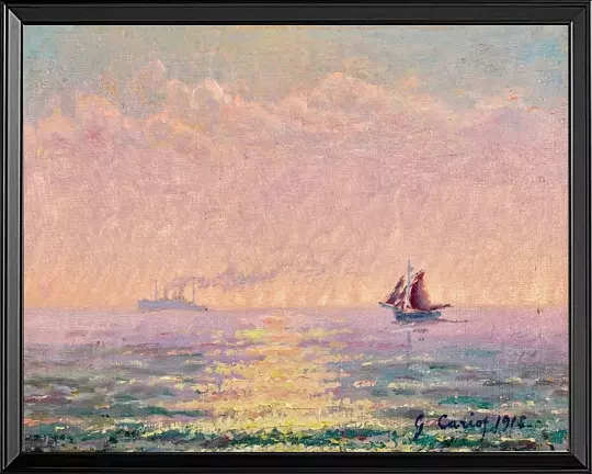 Studie über das Meer bei St. Malo im Gegenlicht der Sonne – 1918