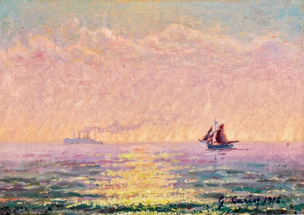 Studie über das Meer bei St. Malo im Gegenlicht der Sonne – 1918