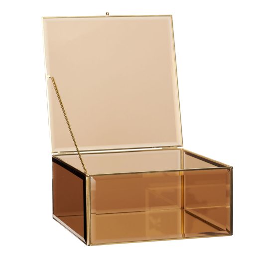 Tint Glass Boxes Small Brass/Amber (set of 2)