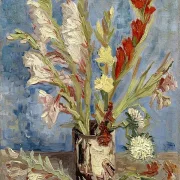 Vase mit Gladiolen und China Stern - 1886