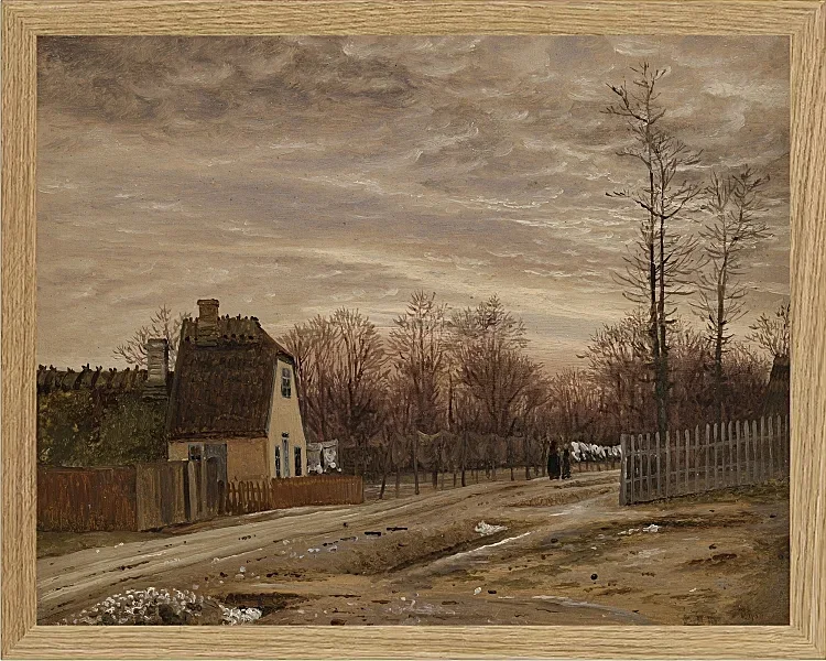 Vilhelm Kyhn – Abend nach Tauwetter. Taabæk, nördlich von Kopenhagen 1850 | Giclée Kunstdruck gerahmt
