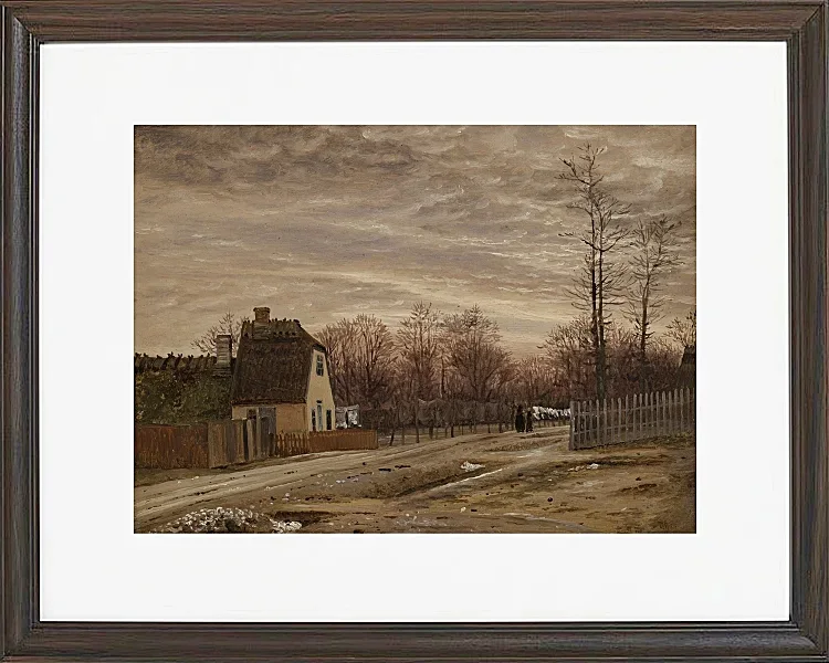 Vilhelm Kyhn – Abend nach Tauwetter. Taabæk, nördlich von Kopenhagen 1850 | Giclée Kunstdruck gerahmt