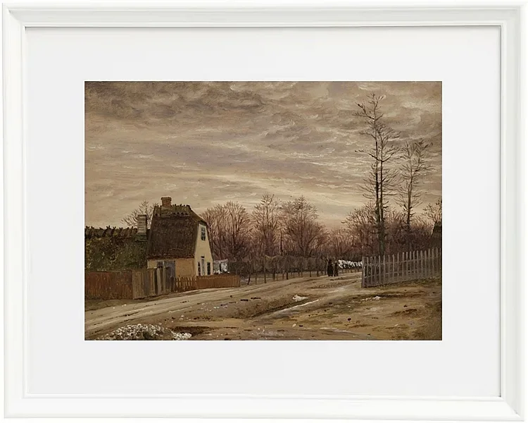 Vilhelm Kyhn – Abend nach Tauwetter. Taabæk, nördlich von Kopenhagen 1850 | Giclée Kunstdruck gerahmt