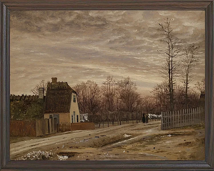 Vilhelm Kyhn – Abend nach Tauwetter. Taabæk, nördlich von Kopenhagen 1850 | Giclée Kunstdruck gerahmt