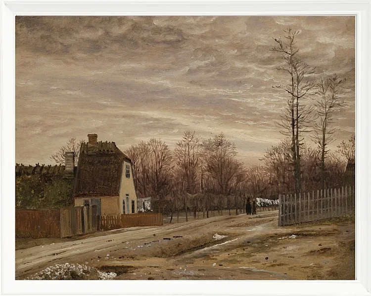 Vilhelm Kyhn – Abend nach Tauwetter. Taabæk, nördlich von Kopenhagen 1850 | Giclée Kunstdruck gerahmt