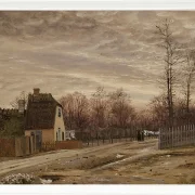 Vilhelm Kyhn – Abend nach Tauwetter. Taabæk, nördlich von Kopenhagen 1850 | Giclée Kunstdruck gerahmt