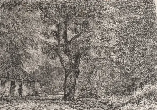 Vilhelm Kyhn | Das Haus im Wald - 1849 | Gerahmter Kunstdruck | Goldenes Zeitalter Dänemark