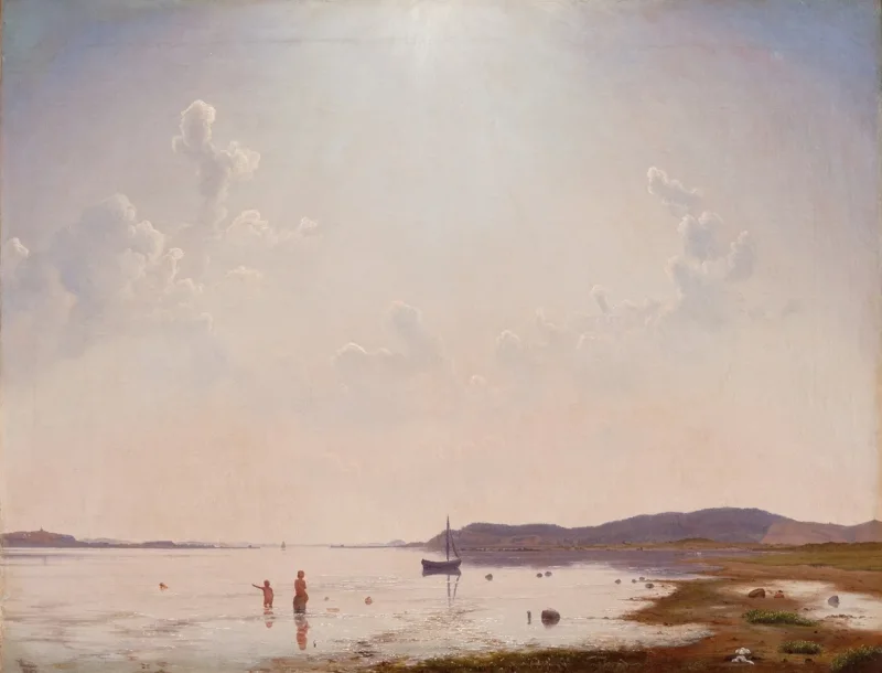 Vilhelm Kyhn – Blick auf den Roskilde-Fjord in der Nähe von Frederikssund, Seeland 1849 | Giclée Kunstdruck gerahmt