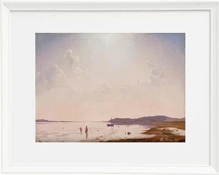 Vilhelm Kyhn – Blick auf den Roskilde-Fjord in der Nähe von Frederikssund, Seeland 1849 | Giclée Kunstdruck gerahmt