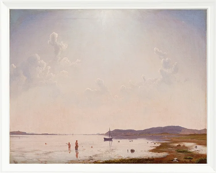 Vilhelm Kyhn – Blick auf den Roskilde-Fjord in der Nähe von Frederikssund, Seeland 1849 | Giclée Kunstdruck gerahmt