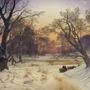 Vilhelm Kyhn | Winternacht im Wald – 1853 | Gerahmter Kunstdruck | Goldenes Zeitalter Dänemark
