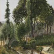 Vilhelm Kyhn | Frauen waschen Kleidung im Fluss - 1850 | Gerahmter Kunstdruck | Goldenes Zeitalter Dänemark
